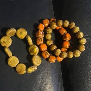 Handcrafted Brown and Orange Beaded Bracelets